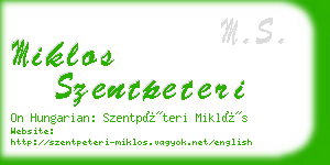 miklos szentpeteri business card